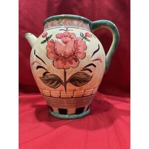 Italian Style Floral Pottery Pitcher